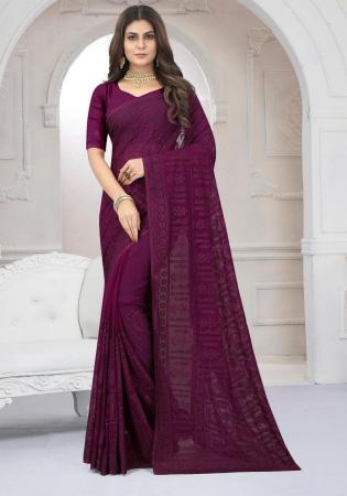 Picture of Magnificent Chiffon & Georgette & Net Brown Saree