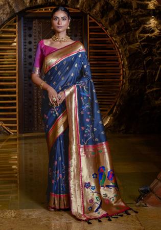 Picture of Sublime Silk Midnight Blue Saree