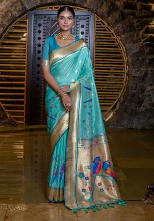 Picture of Nice Silk Medium Aqua Marine Saree