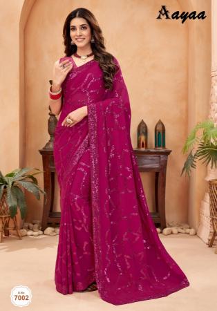 Picture of Well Formed Georgette Hot Pink Saree