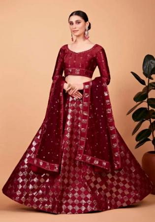 Picture of Pretty Silk Dark Red Lehenga Choli