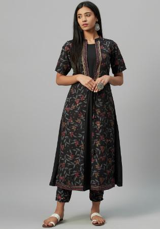 Picture of Pretty Crepe & Silk Black Kurtis And Tunic