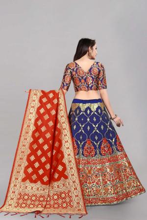 Picture of Nice Silk Dark Slate Blue Lehenga Choli