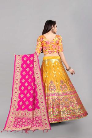 Picture of Elegant Silk Khaki Lehenga Choli