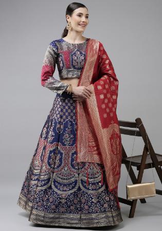 Picture of Beautiful Silk Navy Blue Lehenga Choli