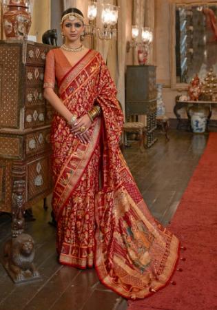 Picture of Splendid Satin Indian Red Saree