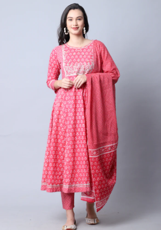 Picture of Pleasing Cotton Light Coral Readymade Salwar Kameez