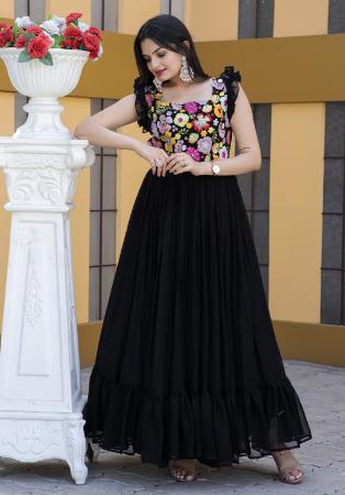 Picture of Charming Georgette Black Readymade Gown