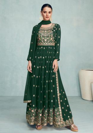 Picture of Georgette Forest Green Anarkali Salwar Kameez