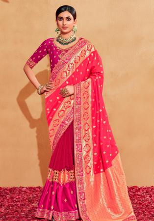 Picture of Beauteous Silk Dark Salmon Saree