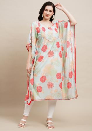 Picture of Chiffon & Cotton Light Steel Blue Arabian Kaftans