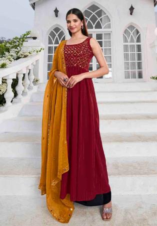 Picture of Lovely Georgette Maroon Readymade Salwar Kameez