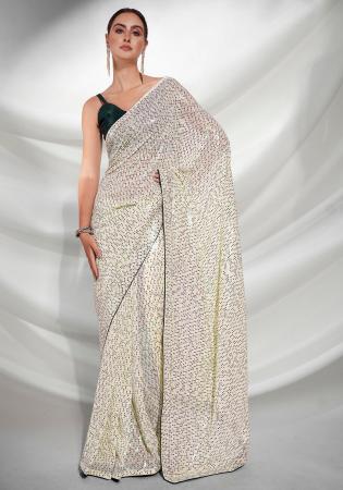 Picture of Lovely Georgette Off White Saree