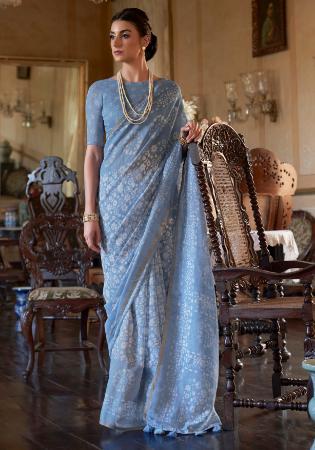 Picture of Marvelous Cotton & Linen Cadet Blue Saree