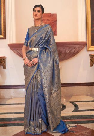 Picture of Pleasing Silk Midnight Blue Saree