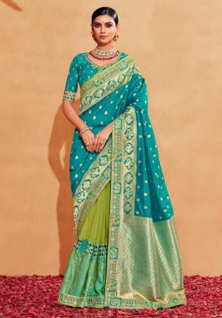 Picture of Elegant Silk Dark Cyan Saree