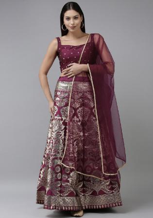 Picture of Good Looking Silk Saddle Brown Lehenga Choli