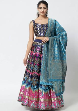 Picture of Ideal Silk Dark Slate Blue Lehenga Choli