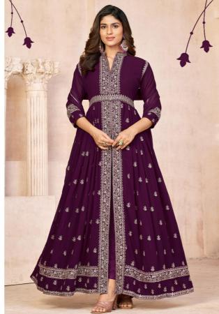 Picture of Georgette Purple & Indigo Anarkali Salwar Kameez