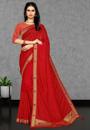 Picture of Excellent Silk Crimson Saree