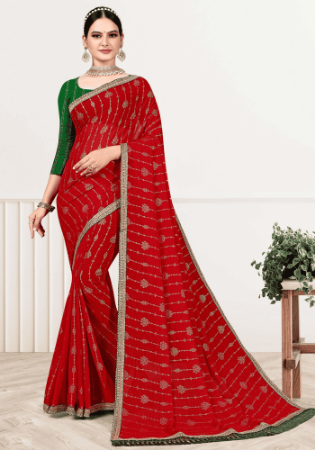 Picture of Classy Silk Dark Red Saree