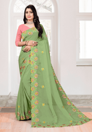 Picture of Radiant Organza Dark Sea Green Saree