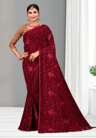 Picture of Classy Silk Saddle Brown Saree