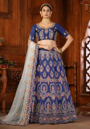 Picture of Exquisite Silk Dark Slate Blue Lehenga Choli