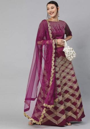 Picture of Ideal Satin Medium Purple Lehenga Choli