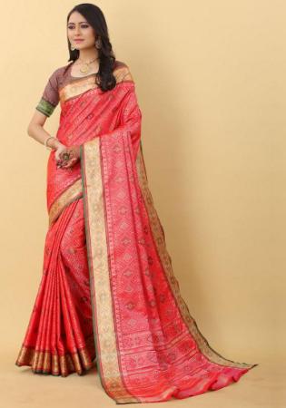 Picture of Delightful Silk Indian Red Saree