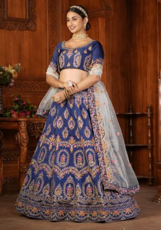 Picture of Comely Silk Dark Slate Blue Lehenga Choli