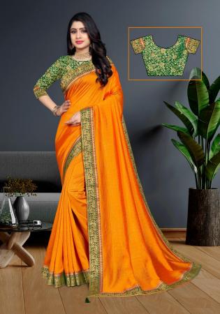 Picture of Graceful Silk Dark Orange Saree