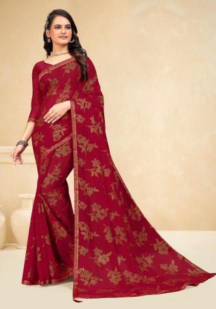 Picture of Fine Silk Maroon Saree