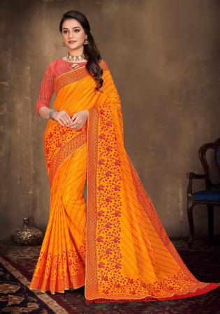 Picture of Amazing Silk Dark Orange Saree