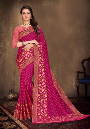 Picture of Bewitching Silk Medium Violet Red Saree