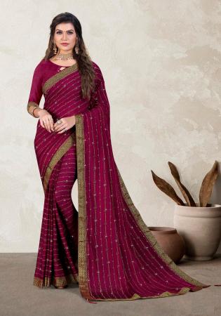 Picture of Excellent Silk Purple Saree