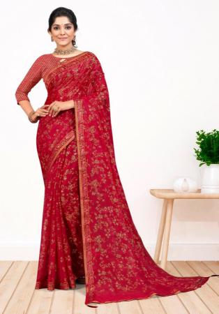 Picture of Charming Silk Crimson Saree