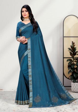 Picture of Delightful Silk Midnight Blue Saree