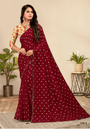 Picture of Splendid Net Maroon Saree