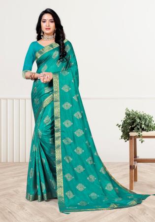 Picture of Elegant Silk Dark Cyan Saree