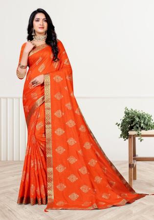 Picture of Splendid Silk Orange Red Saree