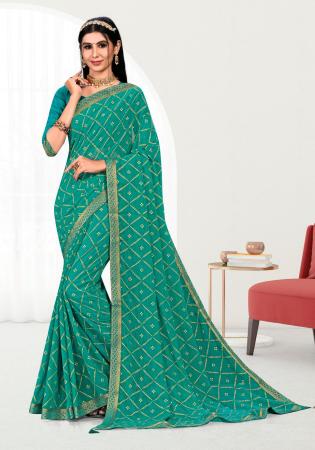 Picture of Graceful Silk Teal Saree