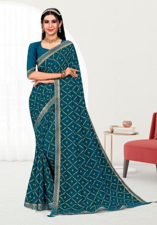 Picture of Nice Silk Teal Saree