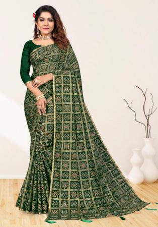 Picture of Stunning Silk Dark Olive Green Saree