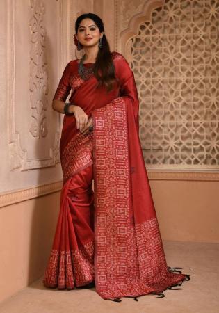 Picture of Superb Silk Fire Brick Saree