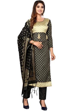 Picture of Nice Silk Black Straight Cut Salwar Kameez