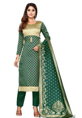 Picture of Silk Dark Sea Green Straight Cut Salwar Kameez