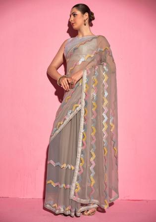 Picture of Beautiful Georgette Grey Saree