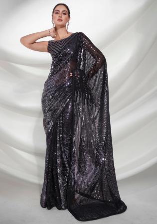 Picture of Amazing Georgette Black Saree