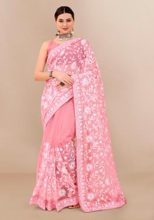 Picture of Beautiful Net Light Pink Saree